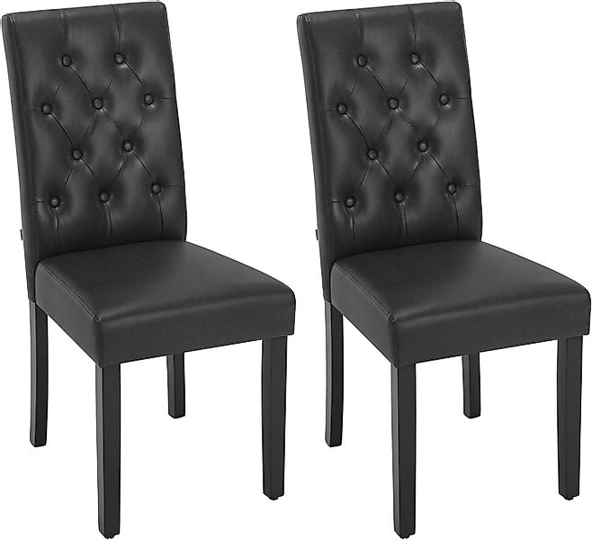 Woltu Esszimmerstuhl, mit hoher Rückenlehne, aus Kunstleder-Bezug Holzbeine günstig online kaufen