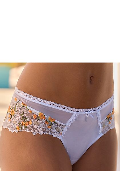 LASCANA Stringpanty, aus zarter, floraler Stickereispitze und weichem Soft- günstig online kaufen