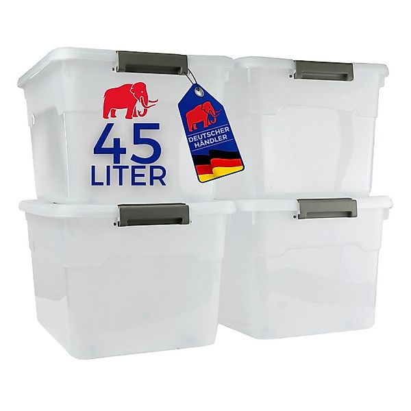 Proregal Aufbewahrungsbox Mit Deckel 45L 4er Set Groß Rollen Transparent St günstig online kaufen
