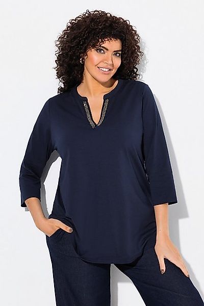 Ulla Popken Longshirt Longshirt A-Linie Tunika-Ausschnitt 3/4-Arm günstig online kaufen