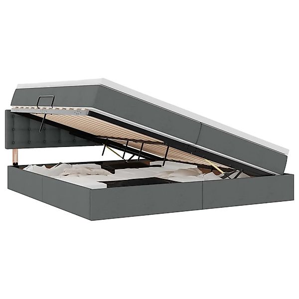 vidaXL Bett mit Stauraum und LED Dunkelgrau 200 x 200 cm Polyester 3371293 günstig online kaufen