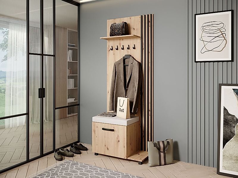 Beautysofa Garderobenschrank Garderobenschrank mit Aufhängern LIVIA günstig online kaufen