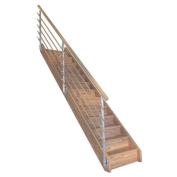 Treppe Mykonos Eiche Gerade Setzstufen Design-Geländer-Holzstäbe FSC® günstig online kaufen