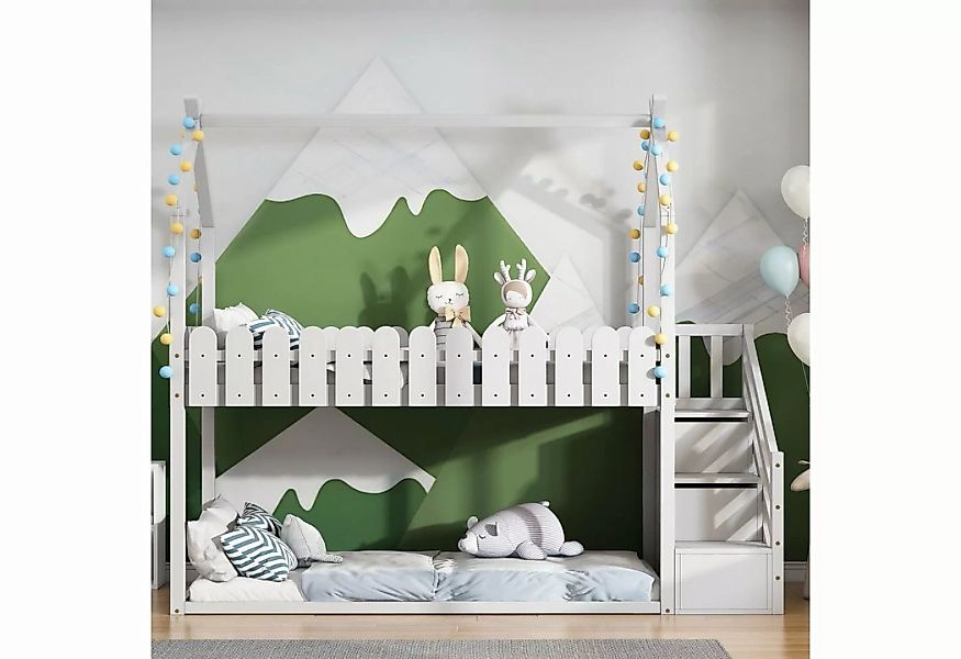 Fangqi Kinderbett 200 x 90 cm großes Etageneinzelbett mit zwei Schubladen u günstig online kaufen