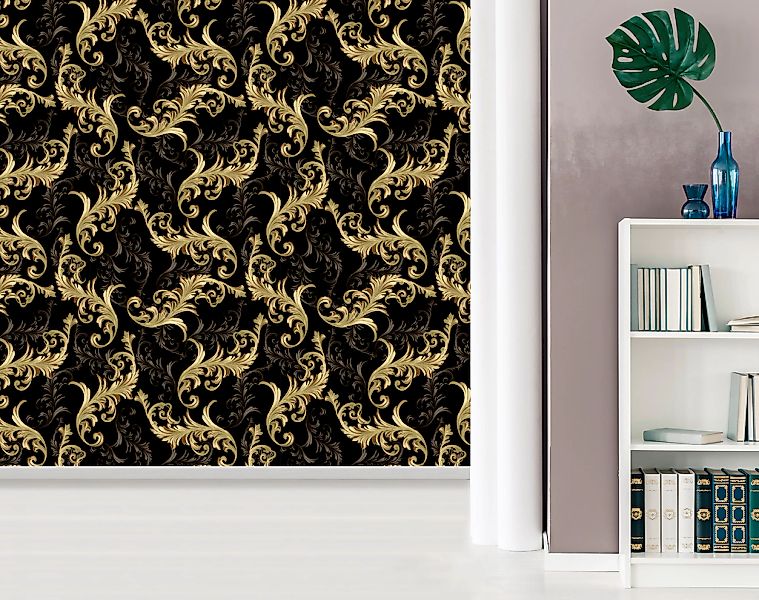 queence Vinyltapete »Leana«, bedruckt-Barock-Antikoptik-Kunst, 90x250cm, se günstig online kaufen