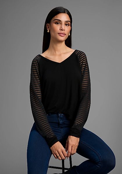 Bruno Banani V-Shirt, mit Mesh-Streifen im Ärmel - NEUE KOLLEKTION günstig online kaufen