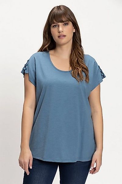 Ulla Popken Rundhalsshirt T-Shirt Schulterschlitze Knöpfe Rundhals Halbarm günstig online kaufen