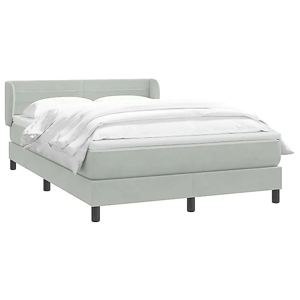 vidaXL Boxspringbett mit Matratze Hellgrau 140x210 cm Samt 3317607 günstig online kaufen
