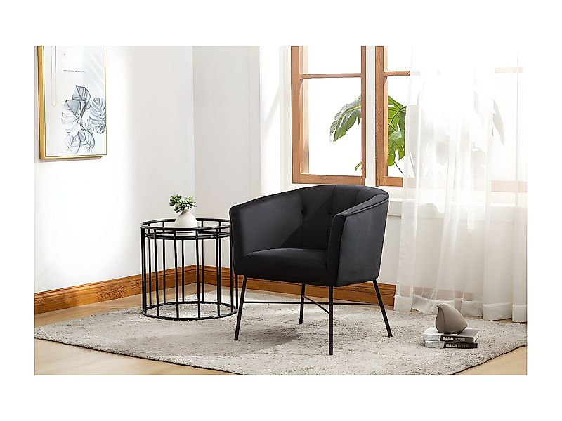 Lounge-Sessel - Samt - Schwarz - FAKART günstig online kaufen