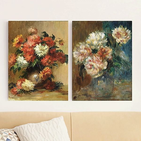2-teiliges Leinwandbild Blumen - Hochformat Auguste Renoir - Blumenvasen günstig online kaufen