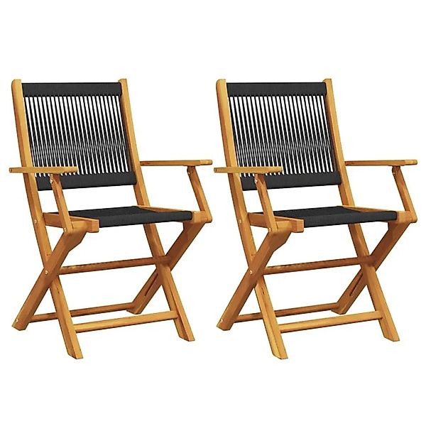 vidaXL Gartenstühle 2 Stk Schwarz Massivholz Akazie und Polypropylen 367666 günstig online kaufen
