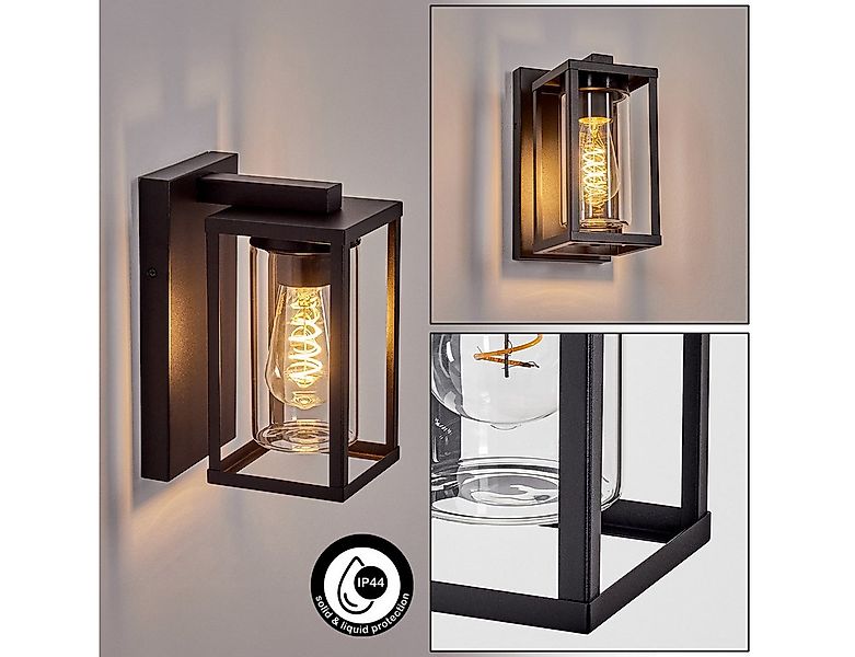 hofstein Außen-Wandleuchte Außenwandlampe aus Metall/Glas in Schwarz/Klar, günstig online kaufen