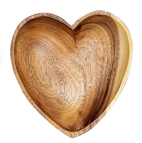 Levandeo® Dekoschale, Schüssel Akazie 15x4cm Herz günstig online kaufen