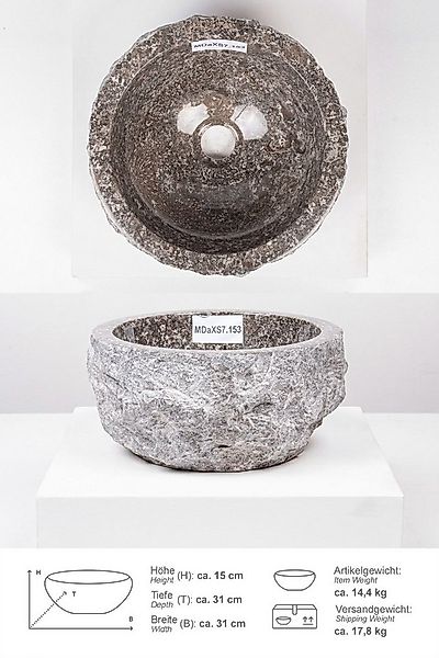 wohnfreuden Aufsatzwaschbecken Erosi Marmor Waschbecken 30 cm grau (Kein Se günstig online kaufen