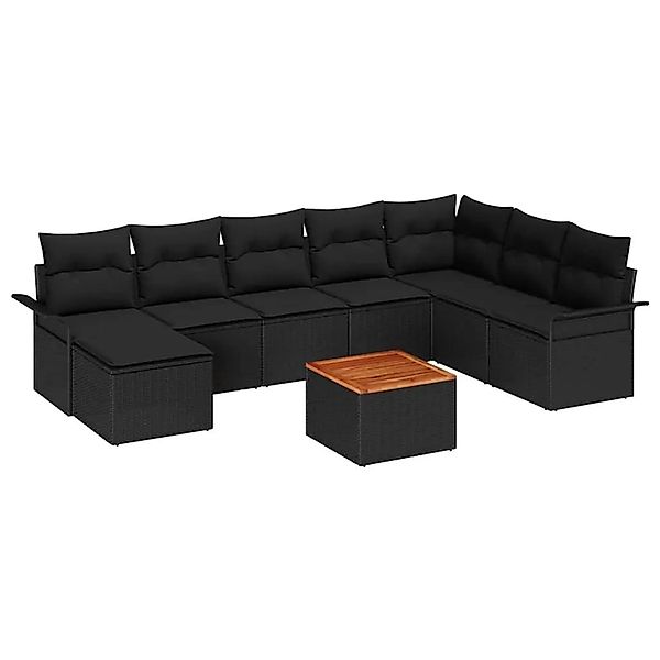 vidaXL Gartensofa-Set mit Speicher 9 Stk Schwarz Poly-Rattan 3356035 günstig online kaufen