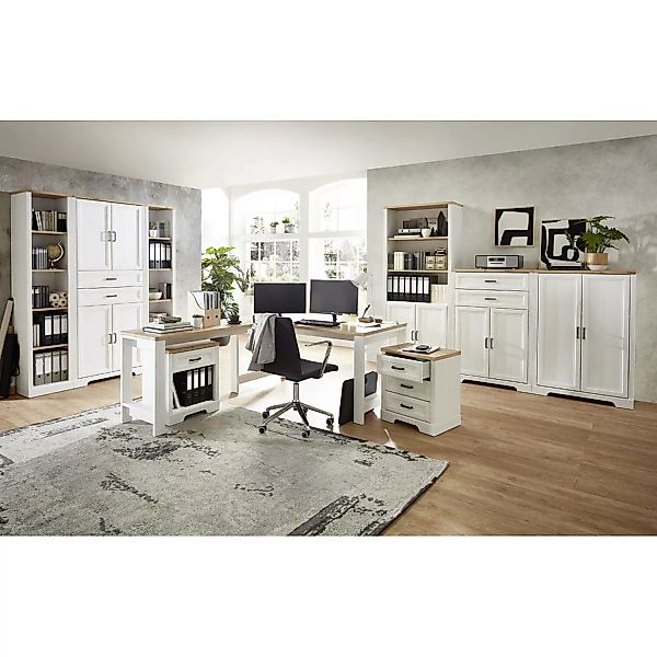 Lomadox Büromöbel Set JÜLICH-36 in Pinie hell mit Artisan Eiche Nb. weiß günstig online kaufen