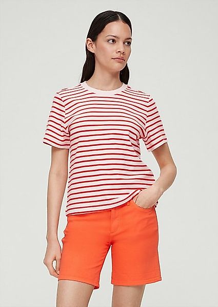 s.Oliver Kurzarmshirt Leicht verkürztes Baumwollshirt günstig online kaufen