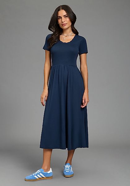 Laura Scott Midikleid wadenlanger Schnitt, aus Baumwolle und Modal, Kurzarm günstig online kaufen