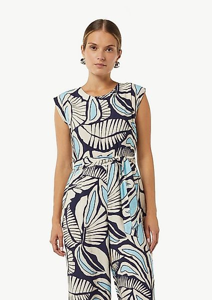 comma Jumpsuit Overall Gemusterter Overall mit Bindegürtel und Faltendetail günstig online kaufen