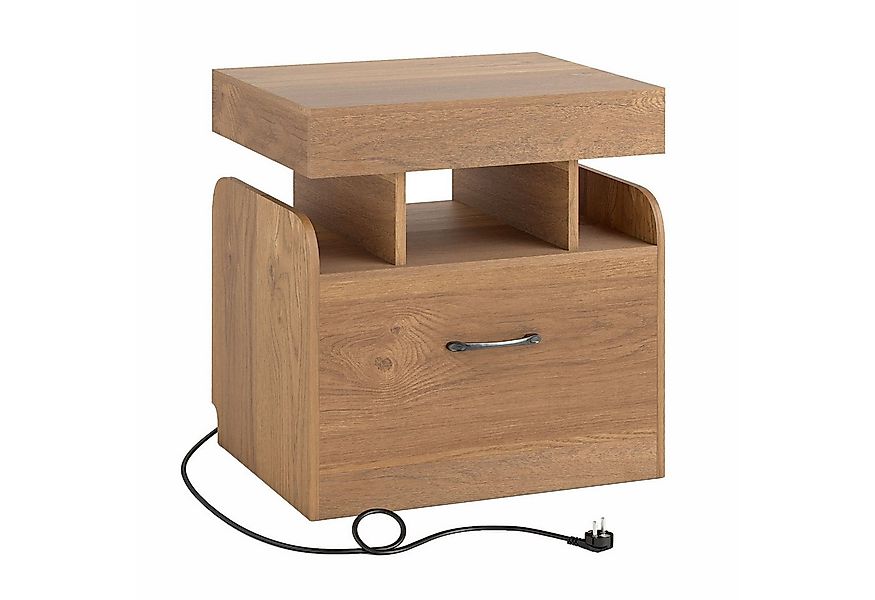 KOMFOTTEU Nachttisch, Nachtkommode mit Geheimfach, Schublade & Ladestation günstig online kaufen