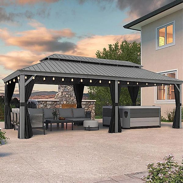 PURPLE LEAF Pavillon Hardtop Alu Gartenpavillon günstig online kaufen