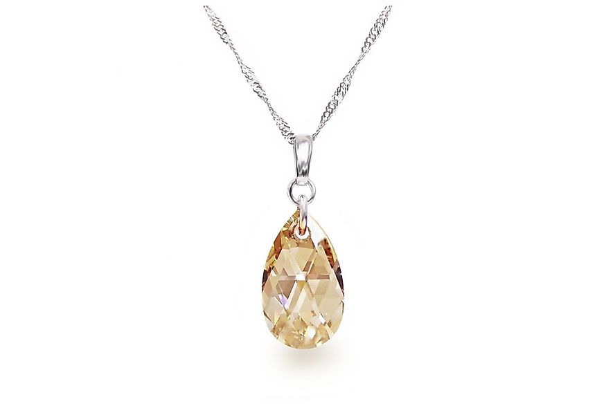 Schöner-SD Kette mit Anhänger Tropfen Kristall 22mm Silberkette Halskette 9 günstig online kaufen