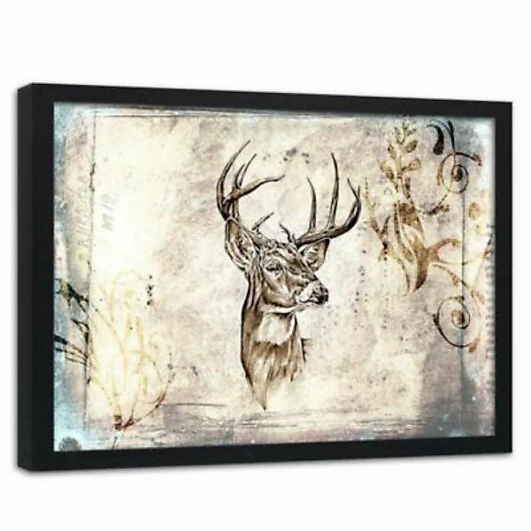 FEEBY® Kunst Deer Portrait Leinwandbilder bunt Gr. 90 x 60 günstig online kaufen