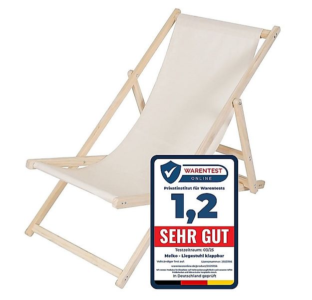 Melko Gartenstuhl Strandliege Liegestuhl Gartenliege Holz Freizeitliege Cam günstig online kaufen