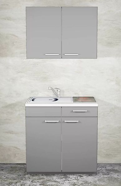 Miniküche MANKAMINI 106 Onyxgrau (Höhe XXL) Küchenzeile 100 cm mit Kochfeld günstig online kaufen
