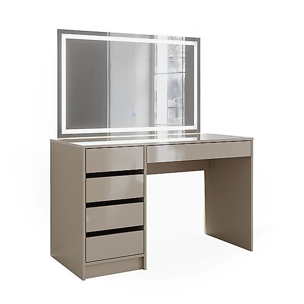 Vicco Schminktisch Sherry, Greige Hochglanz, 120 cm mit LED-Spiegel (1-St) günstig online kaufen