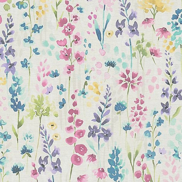 PROFHOME 396061-GU Blumen Tapete Aquarell-Stil Weiß Pink Violett Grün 0,53 günstig online kaufen