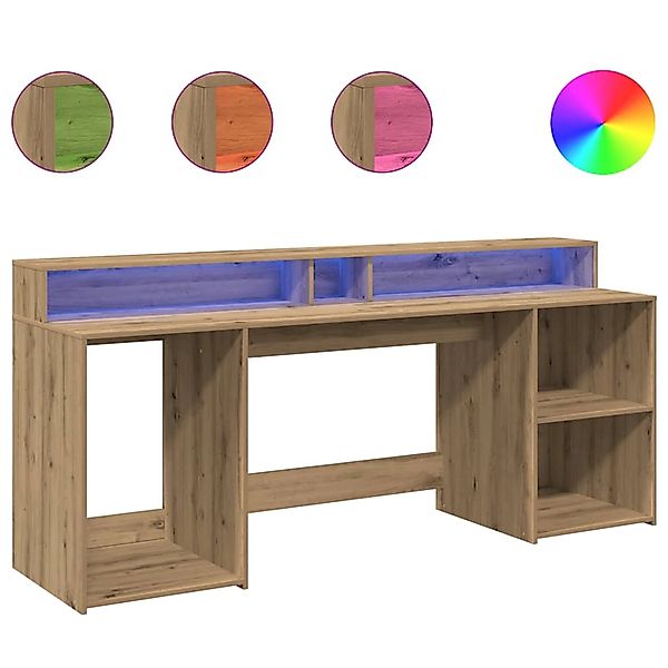vidaXL LED-Schreibtisch Artisan-Eiche 200x55x91 Holzwerkstoff 3309446 günstig online kaufen