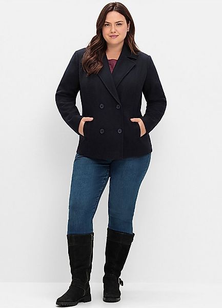 Sheego Allwetterjacke Kurzjacke Langarm in Caban-Form, mit Wollanteil günstig online kaufen