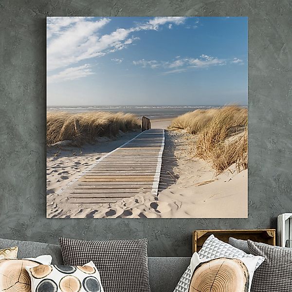 Leinwandbild - Quadrat Ostsee Strand günstig online kaufen