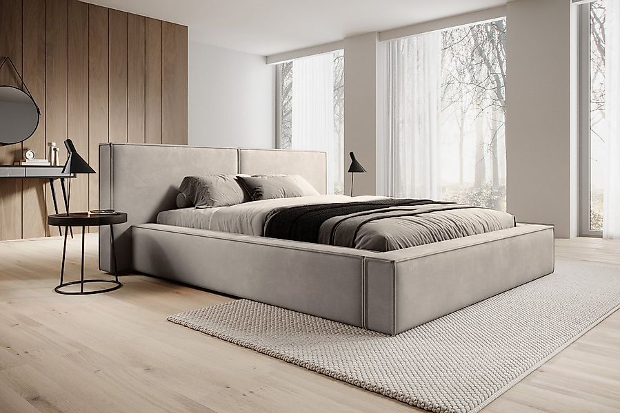 Compleo Polsterbett mit Bettkasten und Lattenrost, gepolstertes Kopfteil HE günstig online kaufen