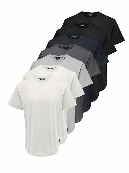 ONLY & SONS Rundhalsshirt "ONSMATT LONGY SS TEE 7-PACK" Packung, 7 tlg. Bau günstig online kaufen