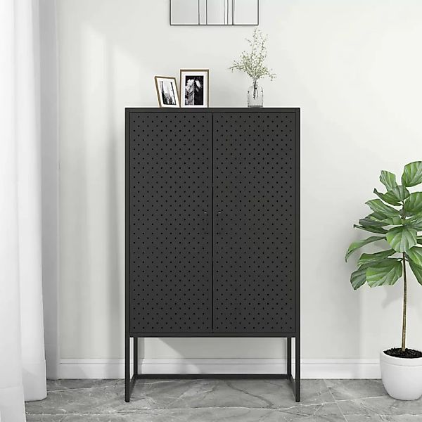 Highboard Schwarz 80x35x135 Cm Stahl günstig online kaufen