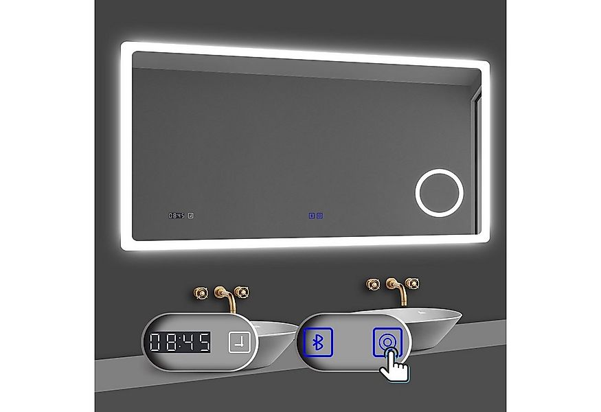 duschspa Badspiegel Kalt/Neutral/Warmweiß Spiegel mit LED Beleuchtung Dimmb günstig online kaufen