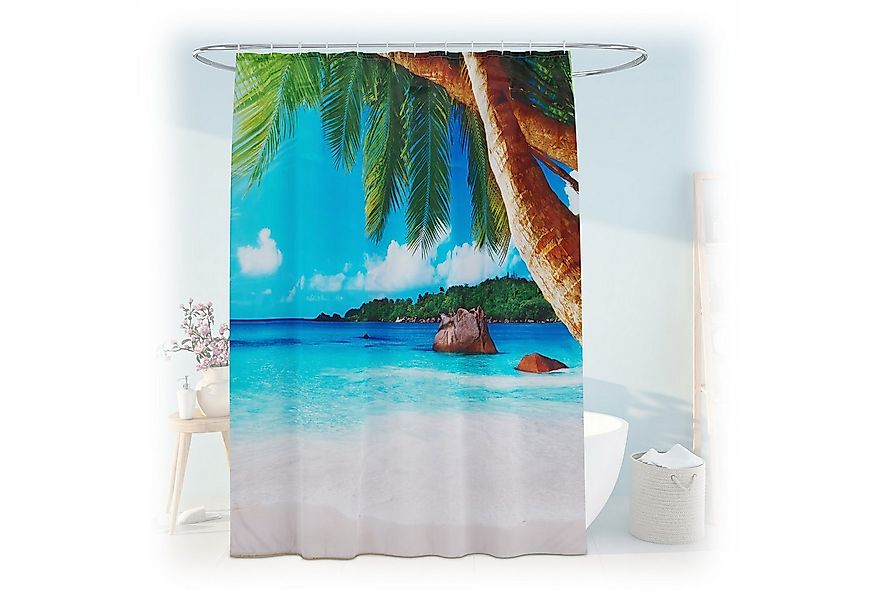 relaxdays Duschvorhang 180x200 cm mit Motiv Breite 180 cm (Tropical), 180x2 günstig online kaufen