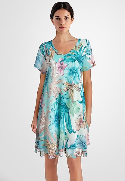 PEKIVESSA Sommerkleid Geblümtes Georgette-Kleid mit Volants günstig online kaufen