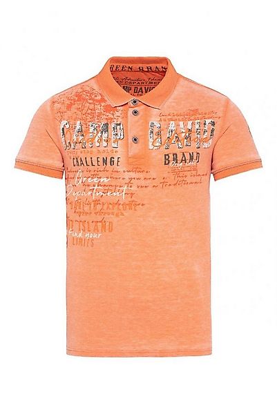 CAMP DAVID Poloshirt im Used Look mit Logo Artworks sunstone günstig online kaufen