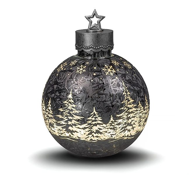 formano LED Dekolicht Deko-Kugel Frosty grau 35 cm mit LED Licht Timer Glas günstig online kaufen