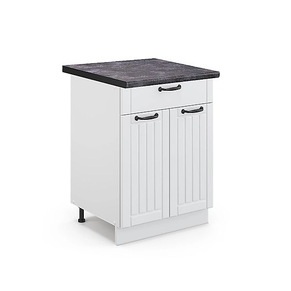 Vicco Küchenunterschrank Fame-Line Weiß Landhaus/Weiß 60 cm mit Schublade A günstig online kaufen