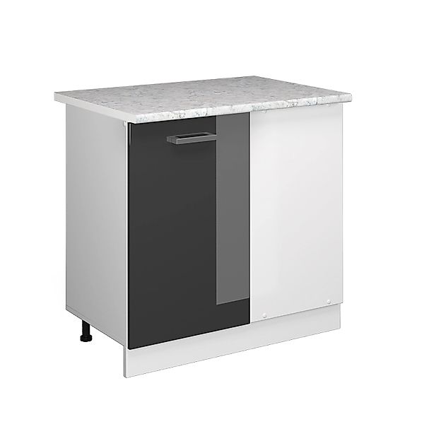Vicco Eckunterschrank R-Line Anthrazit Hochglanz/Weiß 86 cm AP Marmor günstig online kaufen