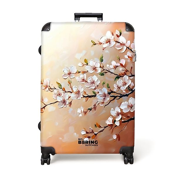 NoBoringSuitcases.com© Hartschalen-Trolley Blühende Zweige auf orangefarben günstig online kaufen