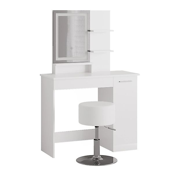 Vicco Schminktisch Julia Weiß 90 cm mit LED-Spiegel und Hocker günstig online kaufen