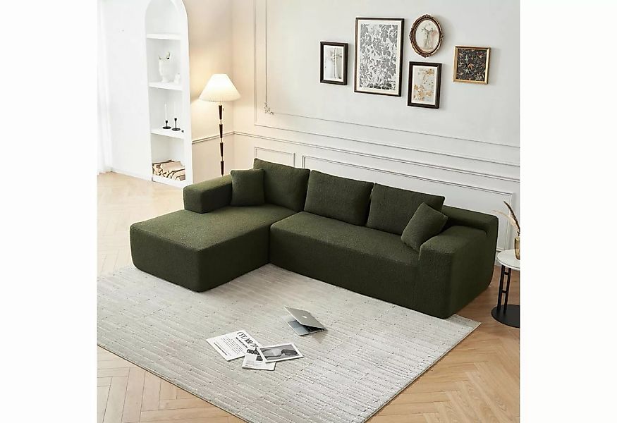 HAUSS SPLOE Ecksofa L-Form Couch mit hoher Rückenlehne aus Schaums, Dunkelg günstig online kaufen