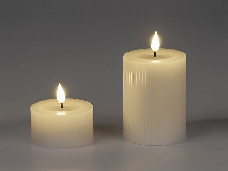 formano LED-Kerze Streifen, Mit Timerfunktion, creme, Motiv: Rillen günstig online kaufen