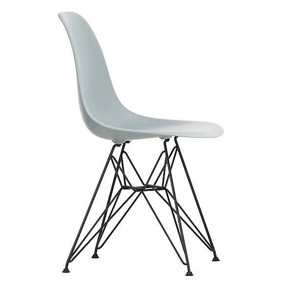 Vitra - Eames Plastic Side Chair DSR Gestell schwarz - hellgrau/Sitz Polypr günstig online kaufen