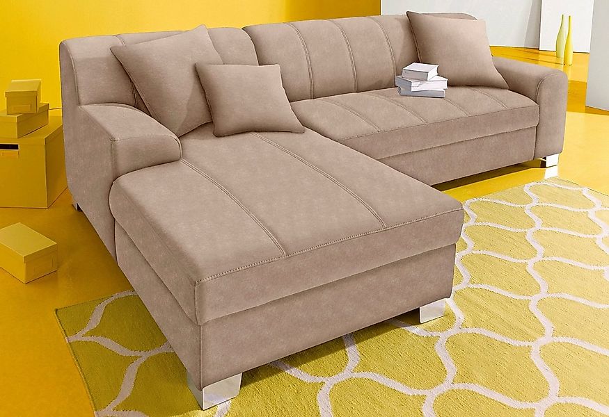 DOMO collection Ecksofa Turah incl. Zierkissen, moderne Steppung, auch in L günstig online kaufen